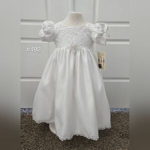 White Satin Embroidered Baby Blessing/Baptism/Christening Dress